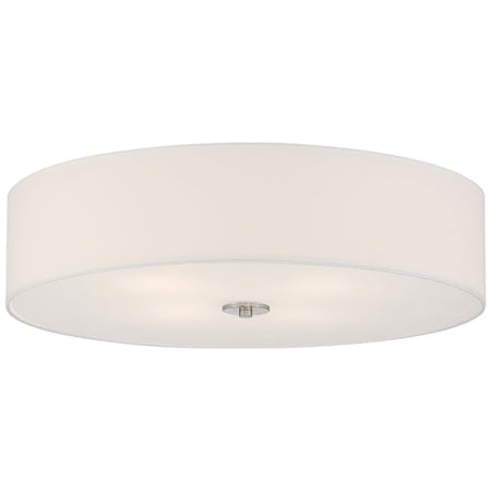 Access Lighting Mid Town, LED Flush Mount, Brushed Steel Finish, Fabric 64064LEDDLP-BS/WH